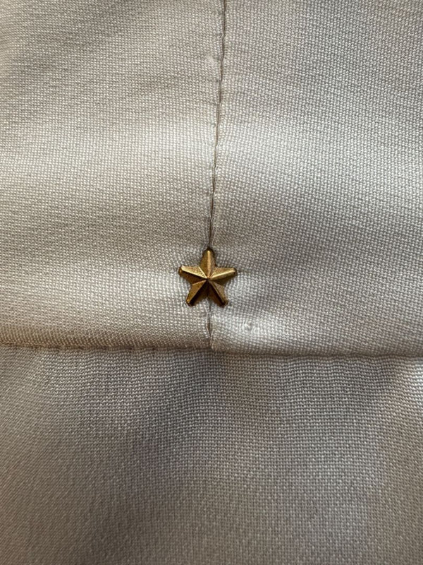 Peter Cohen Beige Silk Button-Front Blouse with Soft Notched Collar – Size L