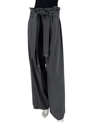 Armani Collezioni Gray High-Waisted Belted Wide-Leg Trousers – Size 10