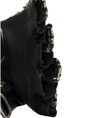 Chanel Black Tweed & Lambskin Fingerless Gloves – Size 7½