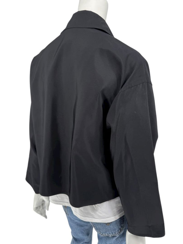 Zoran Black 100% Silk Cropped Jacket – Size Large