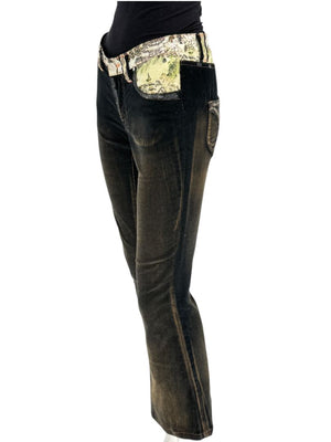 Custo Barcelona Women’s Black Corduroy Western-Inspired Denim-Style Pants – Size 4