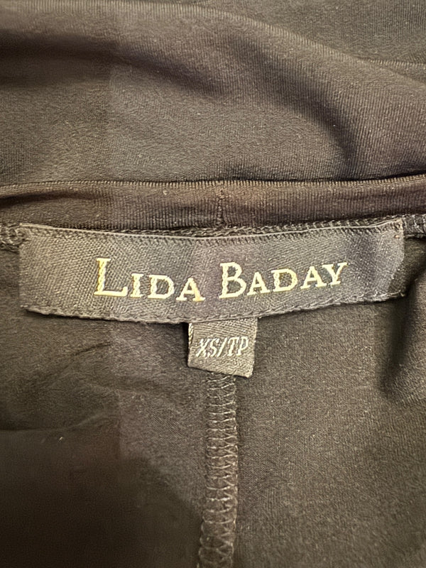 Lida Baday Black Sheer Mesh Embroidered Long Sleeve Top – Size XS