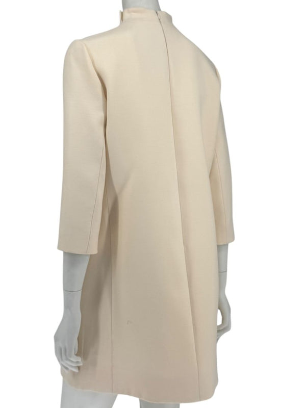 CHRISTIAN DIOR Ivory Wool-Silk Dress with Heart Appliqué - Size 10