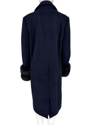 Pamella Roland Navy Coat Fox Fur Cuffs – Size L