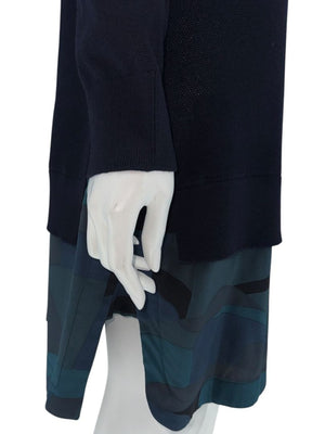 Louis Vuitton Navy Knit Tunic Dress with Printed Hem - Size L