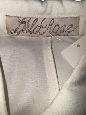 Lela Rose Ivory Silk Tunic Blouse with Embroidered Hem – Size 8