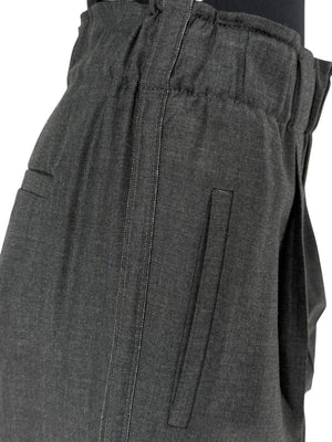 Brunello Cucinelli Monili Trim Charcoal Wool Pleated Tapered Pants - Size IT 42 / US 6
