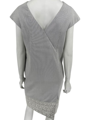 Pamella Roland Grey Beaded Sheath Dress – Large