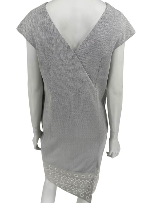 Pamella Roland Grey Beaded Sheath Dress – Large