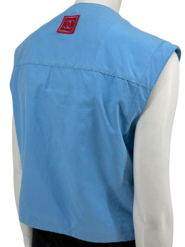 Chanel Blue “Identification” Zip-Front Utility Vest – Size 42