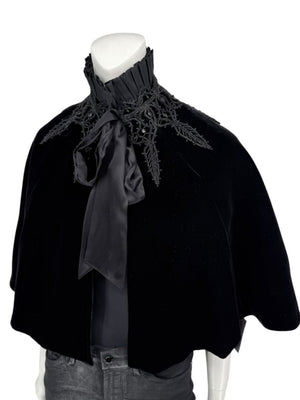 Ralph Lauren Black Velvet & Silk-Trim Cape – Size XS/S- NWT