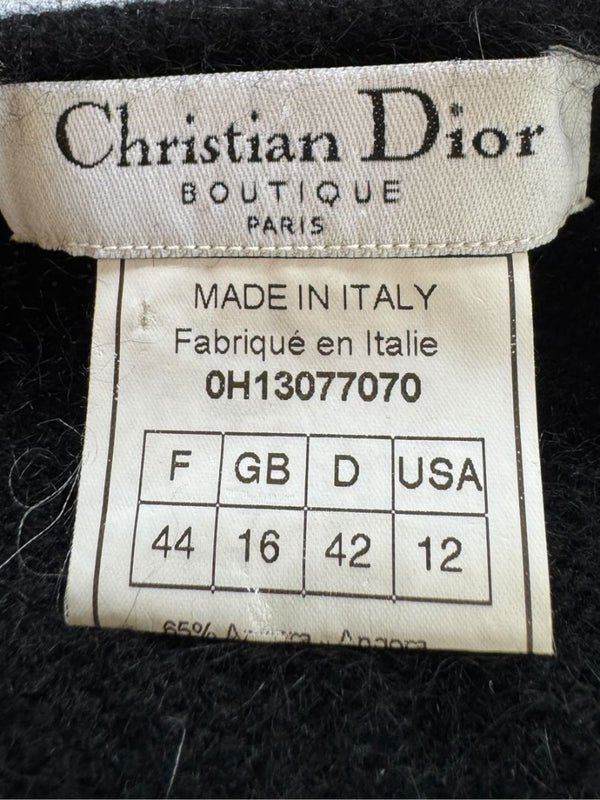 Christian Dior Black Angora-Wool Wrap Sweater – Size 44 (FR) / 12 (US)