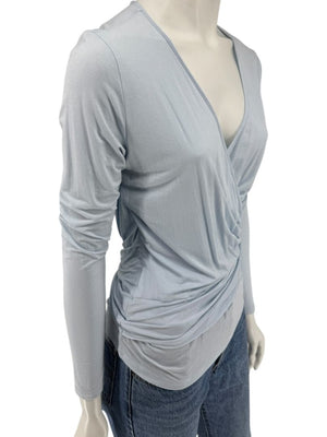 René Lezard Light Blue Draped Wrap Long Sleeve Top – Large  Made in Germany