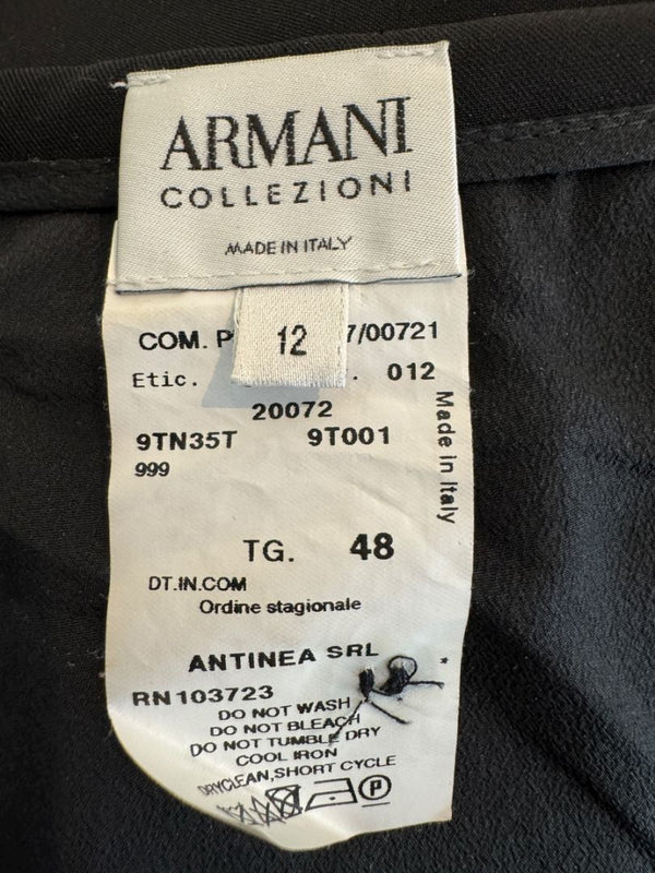 Armani Collezioni Black Acetate–Silk Flared Midi Skirt – Size 12 (IT 48)