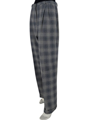 Oscar de la Renta Gray Plaid Wool Trousers – Size 14