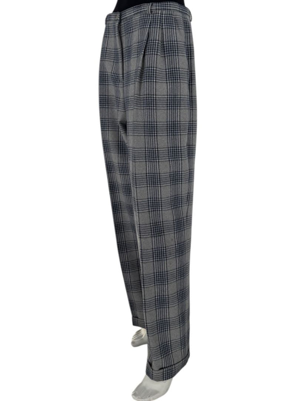 Oscar de la Renta Gray Plaid Wool Trousers – Size 14