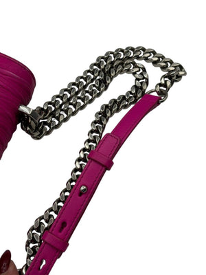 Alexander McQueen Women’s Fuchsia Pink Leather Knuckle Clutch Shoulder Bag