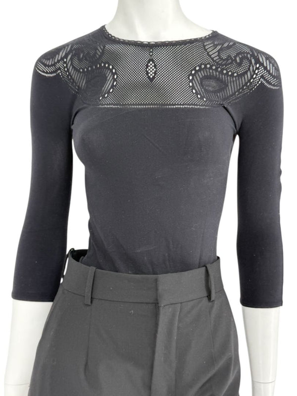 Wolford “Karlie” Black String Bodysuit – Size XS