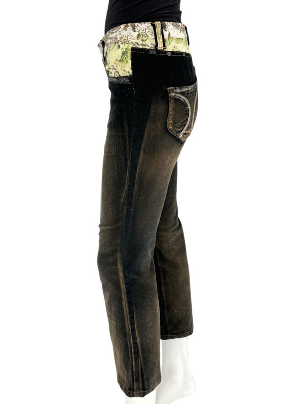 Custo Barcelona Women’s Black Corduroy Western-Inspired Denim-Style Pants – Size 4