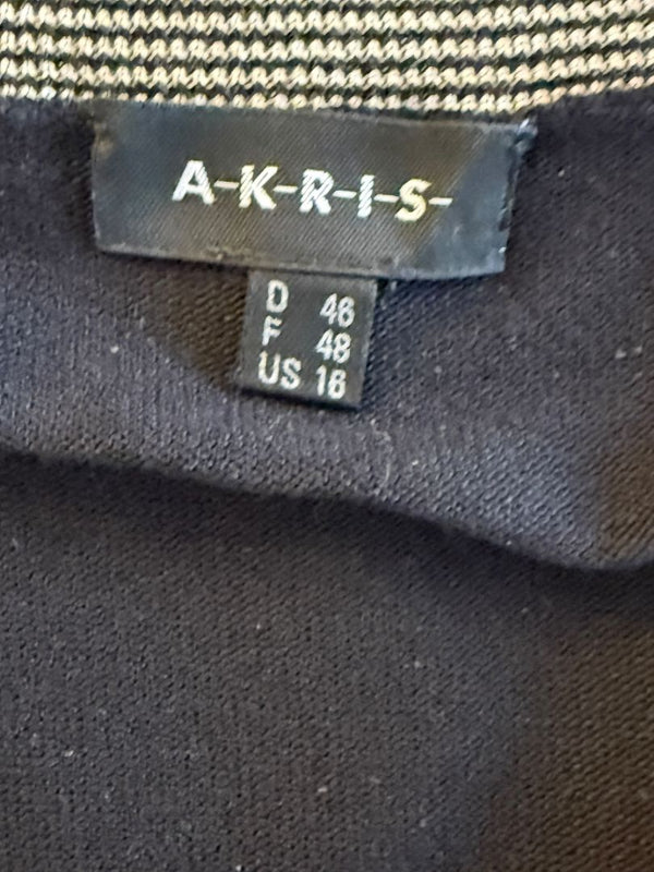 Akris Black Silk-Blend Knit Tank with Contrast V-Neck Trim – Size US 18