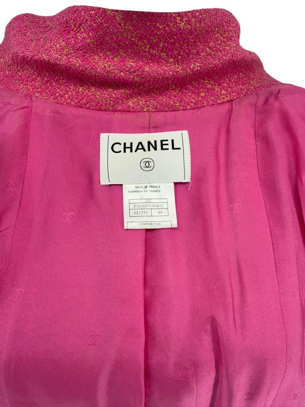 Chanel Pink and Gold Lurex Skirt Suit, Cruise 2001 - Size 44