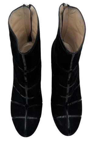 Christian Dior Black Suede & Patent Leather Platform Booties – Size 37