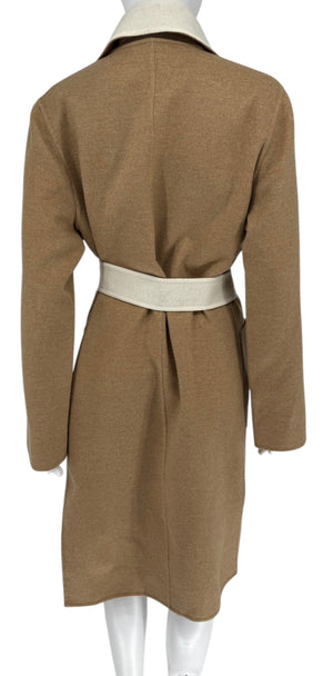 Kiton Brown & Ivory Reversible Cashemere Coat - NWT - Size 10