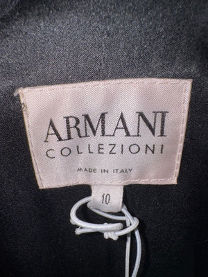 Armani Collezioni Black Wool Belted Coat – Size 10 (Good Condition)