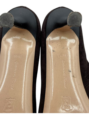 Gianvito Rossi Chocolate Brown Suede & Leather Buckle Booties – Size 39.5