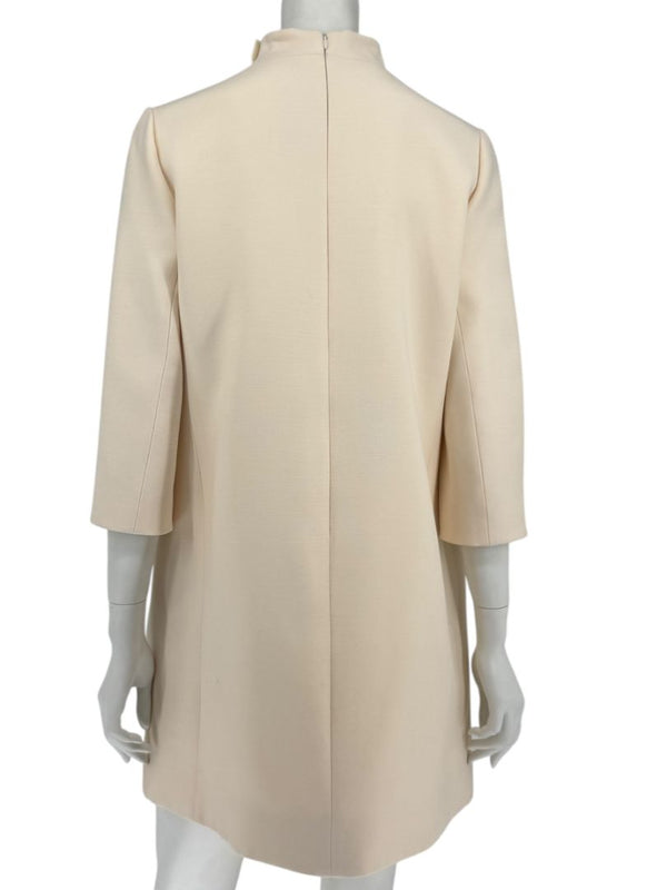 CHRISTIAN DIOR Ivory Wool-Silk Dress with Heart Appliqué - Size 10