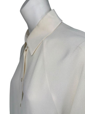 Michael Kors Ivory Silk Blend Button-Up Blouse - Size 8
