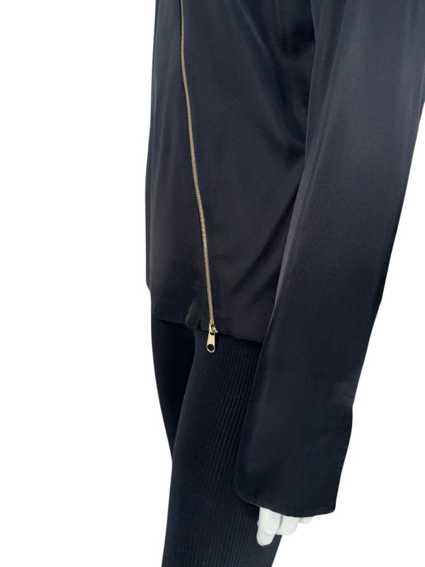 Christian Dior Black Asymmetric-Zip Blouse – Size FR 44 (US 12)