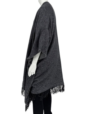 Brunello Cucinelli Grey Cashmere Alpaca Lurex Fringe Poncho – OS