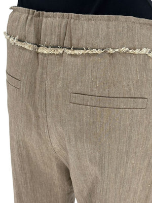 Brunello Cucinelli Taupe Linen-Cotton Drawstring Pants - Size IT 44 / US 8