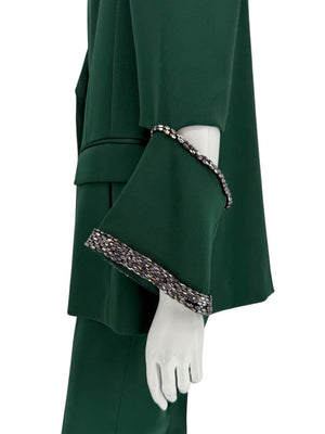 Pamella Roland Green Pantsuit with Embellished Blazer – Large