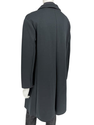 Pamella Roland Black Long Coat Minimalist Hidden Placket Shirt Collar - Large