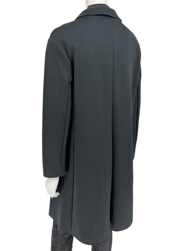 Pamella Roland Black Long Coat Minimalist Hidden Placket Shirt Collar - Large