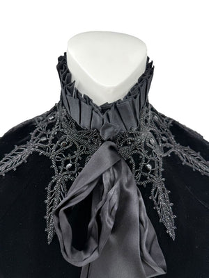 Ralph Lauren Black Velvet & Silk-Trim Cape – Size XS/S- NWT