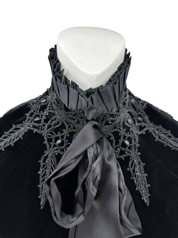 Ralph Lauren Black Velvet & Silk-Trim Cape – Size XS/S- NWT