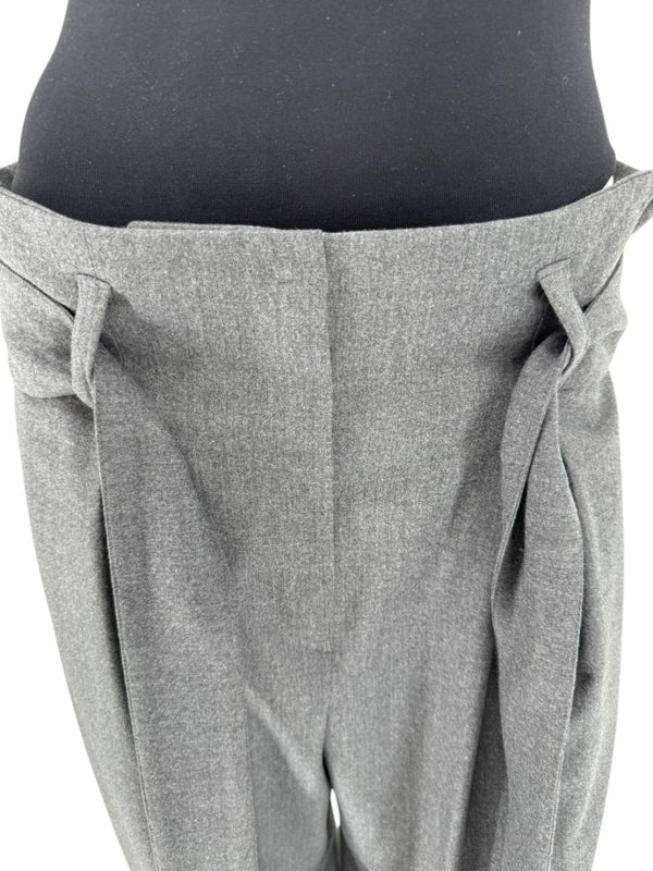 Armani Collezioni Gray High-Waisted Belted Wide-Leg Trousers – Size 10