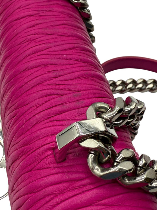 Alexander McQueen Women’s Fuchsia Pink Leather Knuckle Clutch Shoulder Bag