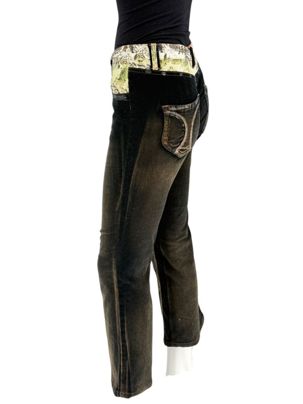 Custo Barcelona Women’s Black Corduroy Western-Inspired Denim-Style Pants – Size 4