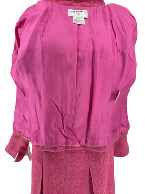 Chanel Pink and Gold Lurex Skirt Suit, Cruise 2001 - Size 44