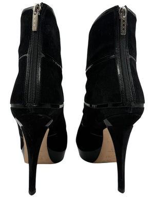 Christian Dior Black Suede & Patent Leather Platform Booties – Size 37