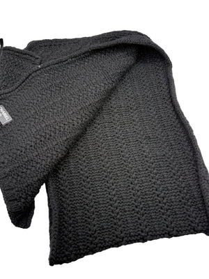 Chanel Laser Cut CC Fringed Scarf Grey Cashmere