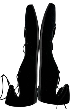 Helmut Lang Black Suede Lace-Up Ballet Flats – Size 10