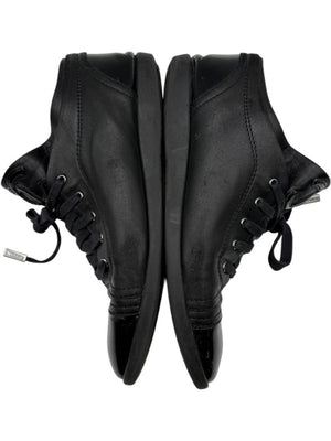 Chanel Black Leather & Patent Cap Toe Sneakers – Size 40