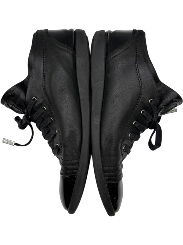 Chanel Black Leather & Patent Cap Toe Sneakers – Size 40