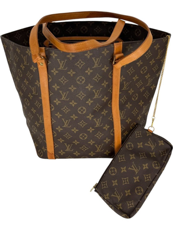 Louis Vuitton Monogram Sac Shopping Tote – Vachetta Trim & Pouch Included