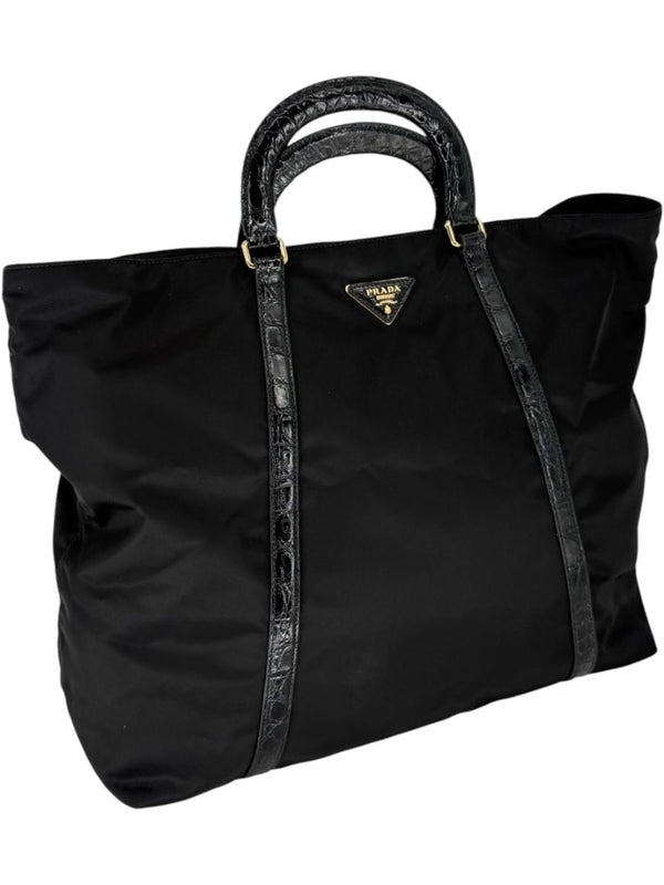 Prada Tessuto Nylon & Leather Trim Tote – Nero
